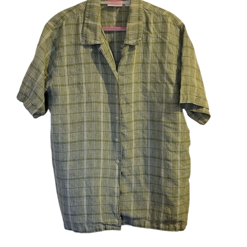Elisabeth by Liz Claiborne Green Plaid Shirt